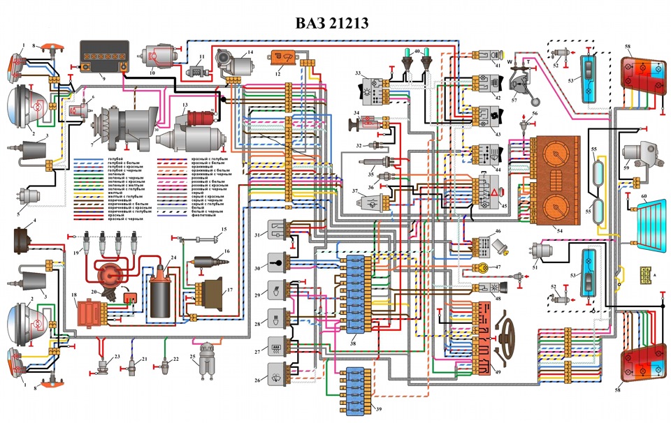 Электросхема Нива 2121 Электросхема Нива 2121